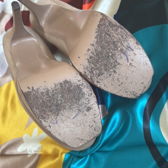 Yves Saint Laurent Suede Cream Platform Pumps Stiletto Heels Neutral Italy - Picture 13 of 16